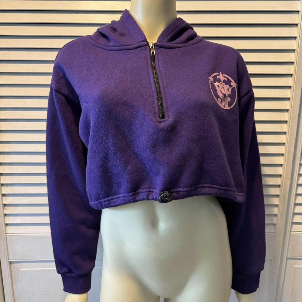Women's SUN TEES Purple Cropped Hoodie with Pink Logo Size L